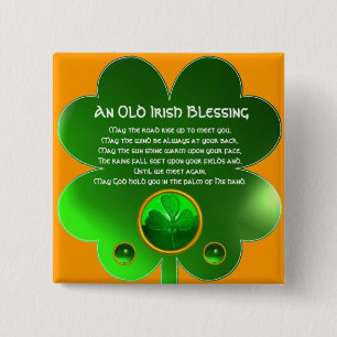 An Old Irish Blessing Shamrock 15 Cm Square Badge