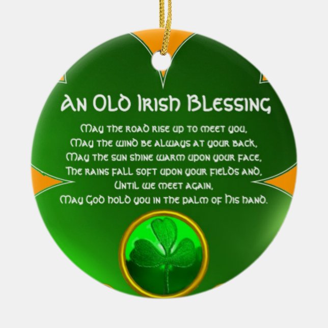 An Old Irish Blessing Shamrock Ceramic Tree Decoration (Front)