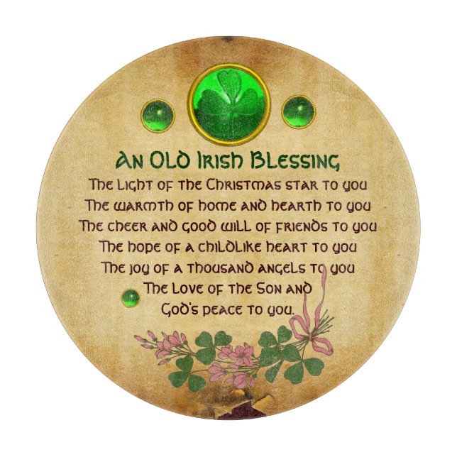 An Old Irish Christmas Blessing Parchment Cutting Board (Front)