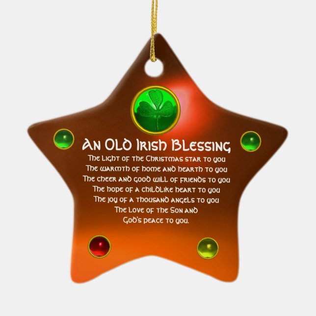 An Old Irish Christmas Blessing Star Ceramic Tree Decoration (Front)