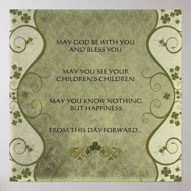 AN OLD IRISH WEDDING Blessing Distressed Damask Poster (Front)