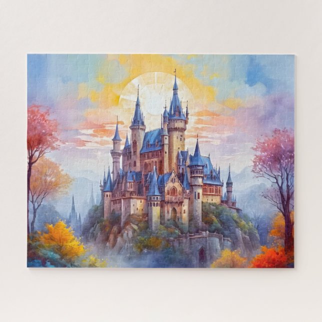 An old magical castle in the morning mist jigsaw puzzle (Horizontal)