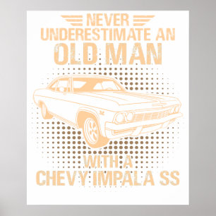 An Old Man Chevrolet Impala Ss 1965 Poster