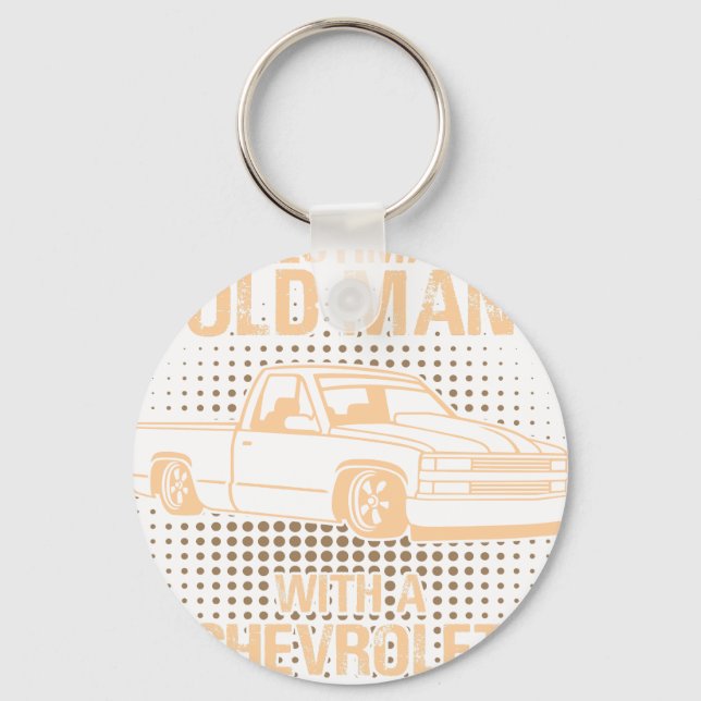 An Old Man Chevrolet Lowered Truck Vector Key Ring (Front)