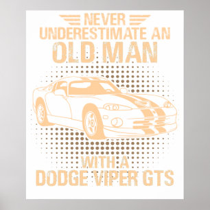 An Old Man Dodge Viper 1996 Gts Stripes Poster