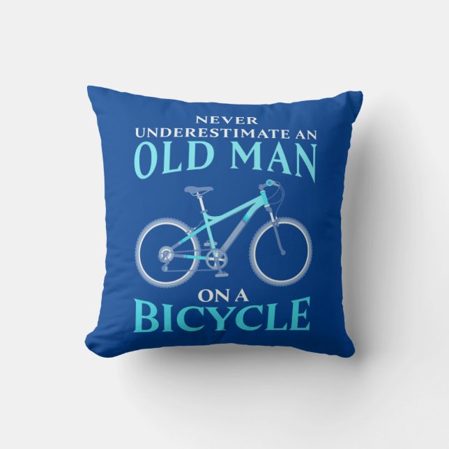 An Old Man On A Bicycle Cushion (Front)