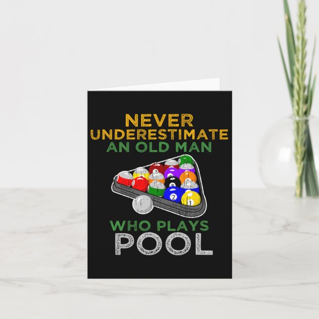 An Old Man Who Plays Pool Funny Pool Billiards Pla Card (Front)