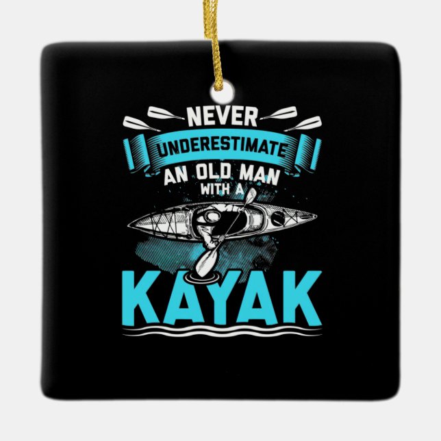 An Old Man With A Kayak Ceramic Ornament (Front)