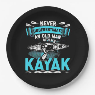 An Old Man With A Kayak Paper Plate