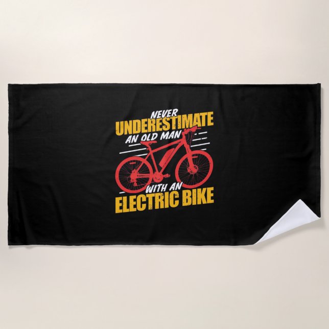 An Old Man With An Electrec Bike Beach Towel (Front)
