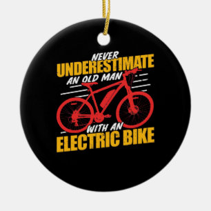An Old Man With An Electrec Bike Ceramic Tree Decoration