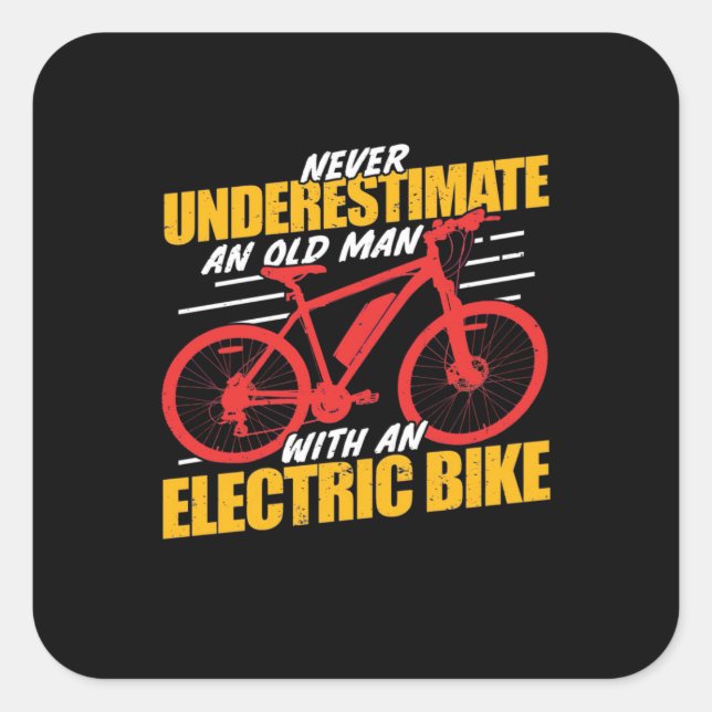 An Old Man With An Electrec Bike Square Sticker (Front)