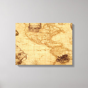 An old map of America Canvas Print