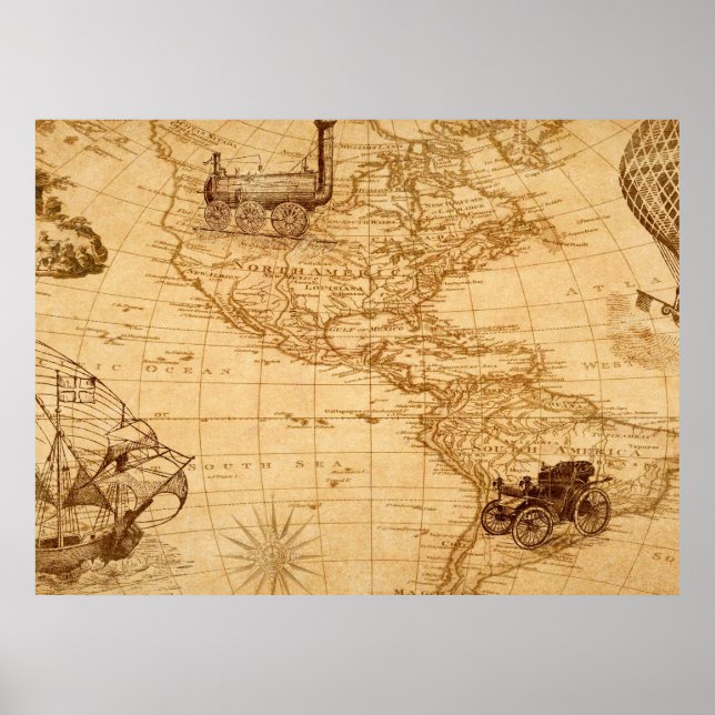 An old map of America  Poster (Front)