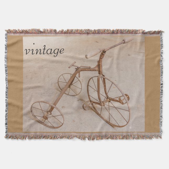 AN OLD TRICYCLE 1928 THROW  BLANKET (Front)