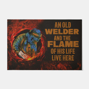 An Old Welder And The Flame Of His Life Doormat