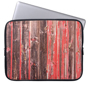 An old worn barn or antique wooden fence with chip laptop sleeve