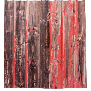 An old worn barn or antique wooden fence with chip shower curtain