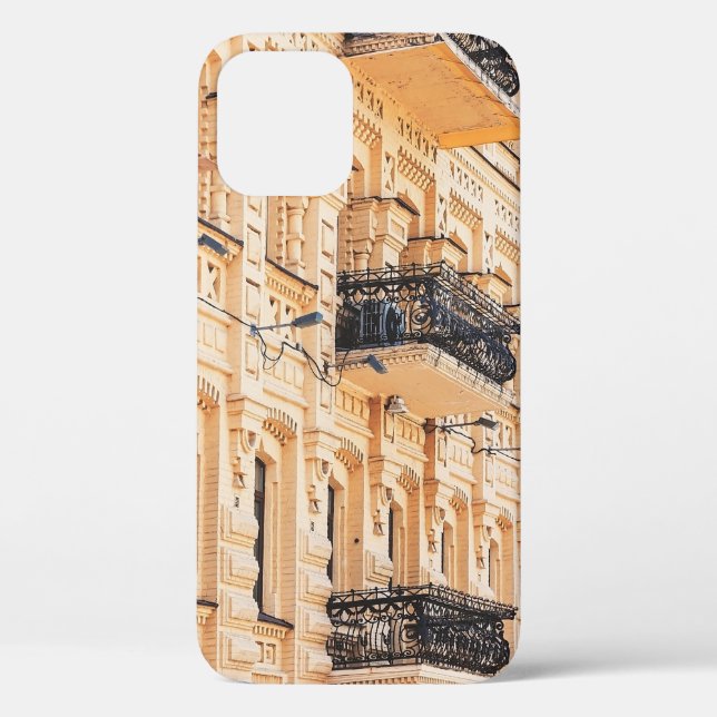 An old yellow house with wrought-iron balconies. f Case-Mate iPhone case (Back)