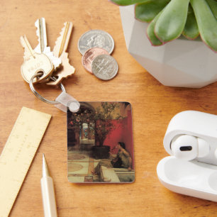 An Oleander by Alma Tadema, Vintage Flowers Key Ring