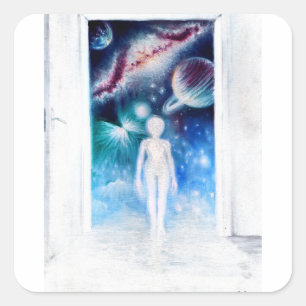 An open door to the universe    square sticker