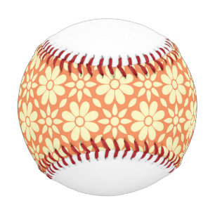an orange and white background with a pattern baseball