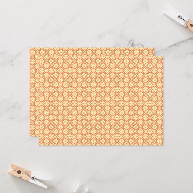 an orange and white background with a pattern invitation (Front/Back In Situ)