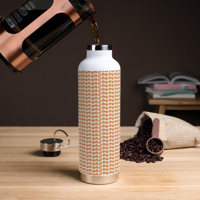 an orange and white pattern on a white background water bottle (Coffee)