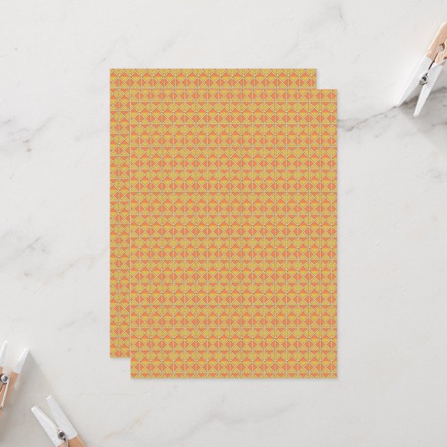 an orange and yellow background with a pattern invitation (Front/Back In Situ)