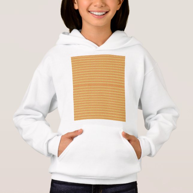 an orange and yellow background with small dots (Front)
