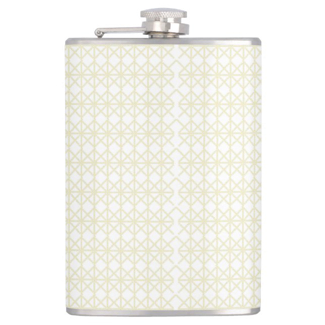 an orange and yellow background with small dots hip flask (Front)