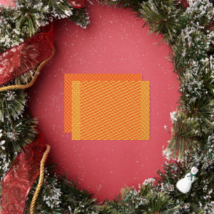 an orange and yellow background with small squares foil holiday postcard