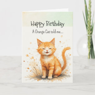 An Orange Cat Personality Birthday  Animal Card