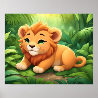 An Orange Lion Cub in the Jungle Poster