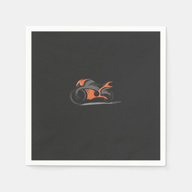 an orange motorcycle with a black background napkin (Front)