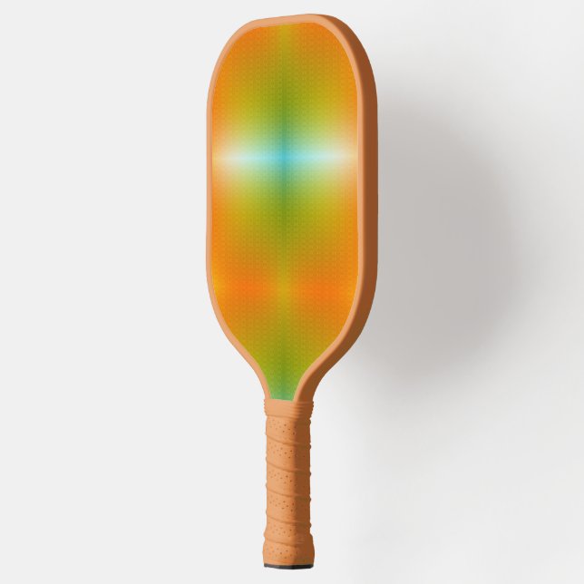 An orange pickleball paddle with a textured grip (Left)