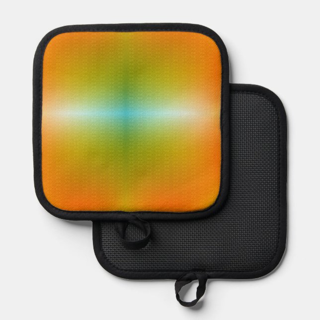 An orange pot holder with a gradient design  (Front/Back)