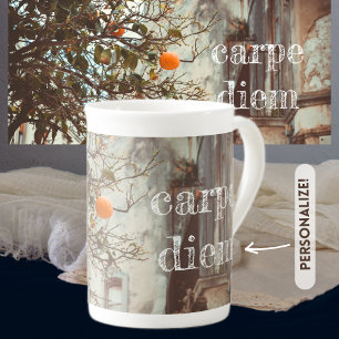 An Orange Tree in a Romantic Old Town Bone China Mug