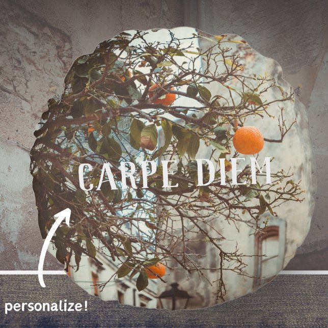An Orange Tree in a Romantic Old Town Round Cushion (Creator Uploaded)