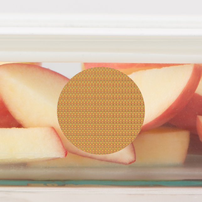 An orange, yellow, and brown symmetrical pattern w (Affixed)