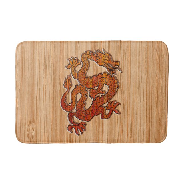 An oriental Dragon in Bamboo Bath Mat (Front)