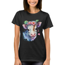 an original cow's head with flowers.