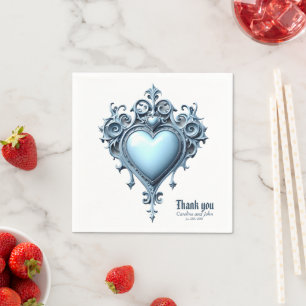 An ornate light blue archway with floral accents,  napkin