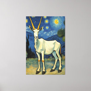 an Oryx in a starry night  Canvas Print