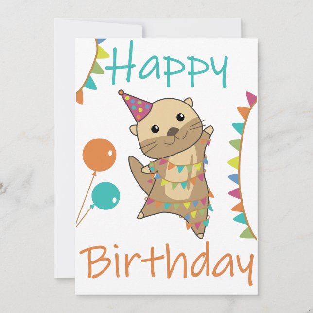 An Otter Birthday Wishes Cute Happy Otter Adult Cl Invitation (Front)