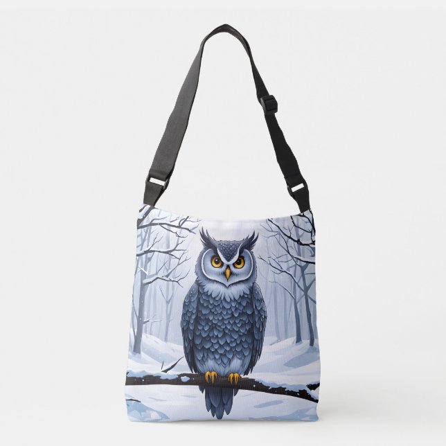 An Owl in Winter Crossbody Bag (Front)