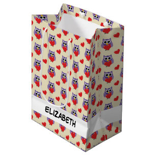 An Owly Love Pattern Add Your Name Medium Gift Bag