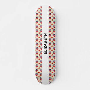 An Owly Love Pattern Add Your Name Skateboard