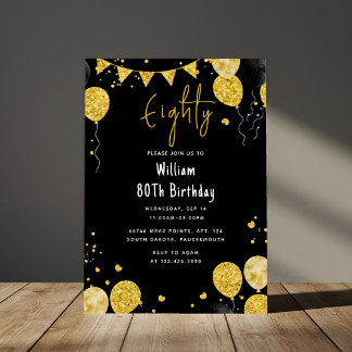 An Retro Fun Adult Humour Happy Chic 80th Birthday Invitation