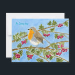 An Spideog beag postcard<br><div class="desc">A print of my drawing in ink of a robin on a hawthorn bush with text which you can change or delete. The text says An Spideog beag in Irish meaning the little robin.</div>